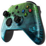 eXtremeRate Gradient Translucent Green Blue Replacement Front Housing Shell for Xbox Series X Controller, Custom Cover Faceplate for Xbox Series S Controller - Controller NOT Included - FX3P355