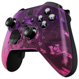 eXtremeRate Gradient Translucent Purple Rose Red Faceplate Cover, Glossy Front Housing Shell Case Replacement Kit for Xbox One Elite Series 2 Controller Model 1797 and Core Model 1797 - Thumbstick Accent Rings Included - ELP335