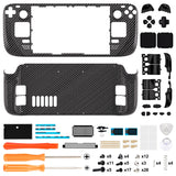 eXtremeRate Replacement Graphite Carbon Fiber Pattern Full Set Shell with Buttons for Steam Deck LCD - QESDS002