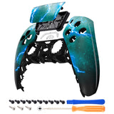 eXtremeRate Green Storm Thunder Touchpad Front Housing Shell Compatible with ps5 Controller BDM-010/020/030/040/050, DIY Replacement Shell Custom Touch Pad Cover Compatible with ps5 Controller - ZPFT1092G3