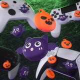 PlayVital Halloween Pumpkin Bat Cute Thumb Grip Caps for PS5/4 Controller, Silicone Analog Stick Caps Cover for Xbox Series X/S, Thumbstick Caps for Switch Pro Controller - PJM3031