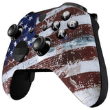 eXtremeRate Impression US Flag Faceplate Cover, Soft Touch Front Housing Shell Case Replacement Kit for Xbox One Elite Series 2 Controller Model 1797 - Thumbstick Accent Rings Included - ELT146