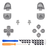 eXtremeRate Replacement Full Set Buttons for PS5 Controller BDM-030/040/050/060 - Clear Black - JPF3023G3