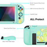 PlayVital ZealProtect Soft Protective Case for Nintendo Switch, Flexible Cover for Switch with Tempered Glass Screen Protector & Thumb Grips & ABXY Direction Button Caps - Lemonade Kitty - RNSYV6046