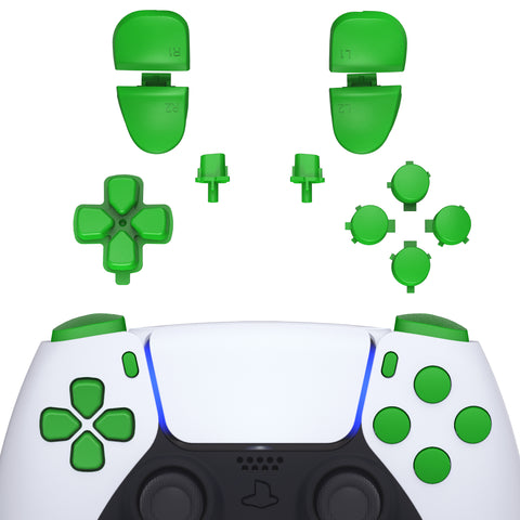 eXtremeRate Replacement D-pad R1 L1 R2 L2 Triggers Share Options Face Buttons, Green Full Set Buttons Compatible with ps5 Controller BDM-030/040/050 - Controller NOT Included - JPF1006G3