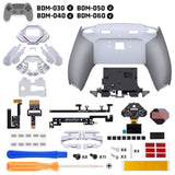 eXtremeRate SPARK Back Paddles Kit with OLED Display & Clicky Trigger Stops & Ergonomic Grips for PS5 Controller BDM-030/040/050/060 - Rubberized White & Gray - MZNPFU002M3