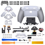 eXtremeRate SPARK Back Paddles Kit with OLED Display & Clicky Trigger Stops & Ergonomic Grips for PS5 Controller BDM-030/040/050/060 - Rubberized White & Gray - MZNPFU002M3