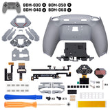 eXtremeRate SPARK Back Paddles Kit with OLED Display & Clicky Trigger Stops & Ergonomic Grips for PS5 Controller BDM-030/040/050/060 - Rubberized Gray & New Hope Gray - MZNPFU003M3