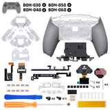 eXtremeRate SPARK Back Paddles Kit with OLED Display & Clicky Trigger Stops & Ergonomic Grips for PS5 Controller BDM-030/040/050/060 - Rubberized Clear & Gray - MZNPFU004M3