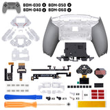 eXtremeRate SPARK Back Paddles Kit with OLED Display & Clicky Trigger Stops & Ergonomic Grips for PS5 Controller BDM-030/040/050/060 - Rubberized Clear & Gray - MZNPFU004M3