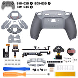 eXtremeRate SPARK Back Paddles Kit with OLED Display & Clicky Trigger Stops & Ergonomic Grips for PS5 Controller BDM-030/040/050 - Rubberized New Hope Gray & Classic Gray - MZNPFU007M2