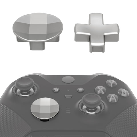 eXtremeRate 2 pcs Metalic Silver Magnetic Stainless Steel D-Pads for Xbox One Elite & Xbox One Elite Series 2 Controller - IL402