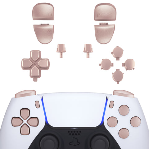 eXtremeRate Replacement D-pad R1 L1 R2 L2 Triggers Share Options Face Buttons, Metallic Rose Gold Full Set Buttons Compatible with ps5 Controller BDM-030/040 - Controller NOT Included - JPF1040G3