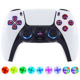 eXtremeRate Multi-Colors Luminated D-pad Thumbstick Share Option Home Face Buttons for PS5 Controller BDM-030/040, Scarlet RedButtons 7 Colors 9 Modes DTF V3 LED Kit for PS5 Controller - PFLED05G3