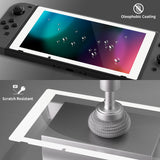 eXtremeRate 2 Pack White Border Transparent HD Clear Saver Protector Film, Tempered Glass Screen Protector for Nintendo Switch [Anti-Scratch, Anti-Fingerprint, Shatterproof, Bubble-Free] - NSPJ0703