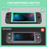 eXtremeRate 2 Pack Mint Green Border Transparent HD Clear Saver Protector Film, Tempered Glass Screen Protector for Nintendo Switch [Anti-Scratch, Anti-Fingerprint, Shatterproof, Bubble-Free] - NSPJ0706