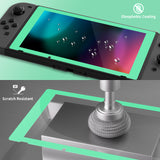 eXtremeRate 2 Pack Mint Green Border Transparent HD Clear Saver Protector Film, Tempered Glass Screen Protector for Nintendo Switch [Anti-Scratch, Anti-Fingerprint, Shatterproof, Bubble-Free] - NSPJ0706