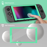 eXtremeRate 2 Pack Mint Green Border Transparent HD Clear Saver Protector Film, Tempered Glass Screen Protector for Nintendo Switch [Anti-Scratch, Anti-Fingerprint, Shatterproof, Bubble-Free] - NSPJ0706