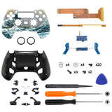 eXtremeRate The Great Wave DECADE Tournament Controller (DTC) Upgrade Kit for PS4 Controller JDM-040/050/055, Upgrade Board & Ergonomic Shell & Back Buttons & Trigger Stops - Controller NOT Included - P4MG007