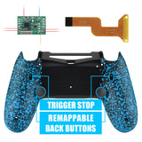 eXtremeRate Textured Blue Dawn 2.0 FlashShot Trigger Stop Remap Kit for PS4 CUH-ZCT2 Controller, Part & Back Shell & 2 Back Buttons & 2 Trigger Lock for PS4 Controller JDM 040/050/055 - P4QS004