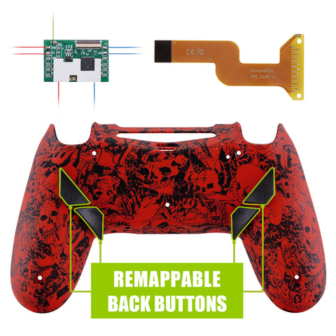 eXtremeRate Demons and Monsters Patterned Dawn Remappable Remap Kit with Redesigned Back Shell & 4 Back Buttons for PS4 Controller JDM 040/050/055 - P4RM002