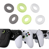 PlayVital 3 Pairs Aim Assist Target Motion Control Precision Rings for ps5, for ps4, for Xbox Series X/S, Xbox One, Xbox 360, for Switch Pro Controller, for Steam Deck - Clear Black & White & Glow in Dark Green - PFPJ118