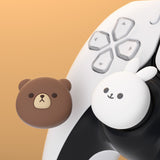 PlayVital Chubby Bear & Smiley Bunny Cute Thumb Grip Caps for PS5/4 Controller, Silicone Analog Stick Caps Cover for Xbox Series X/S, Thumbstick Caps for Switch Pro Controller - PJM3029