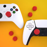 PlayVital Thumbs Cushion Caps Thumb Grips for ps5/4, Thumbstick Grip Cover for Xbox Series X/S, Thumb Grip Caps for Xbox One, Elite Series 2, for Switch Pro Controller - Raindrop Texture Design Passion Red - PJM3035