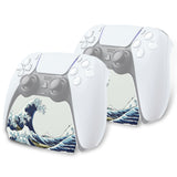 PlayVital 2 Pack Controller Display Stand for ps5, Gamepad Stand Desk Holder for ps5 Controller Accessories with Rubber Pads - The Great Wave - PFPJ172