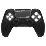 PlayVital 2 Set Futuristic CyberMech Design Silicone Case with Thumb Grips for PS5 Wireless Controller, Compatible with PS5 Official Charging Dock - Black - CHXPFP006