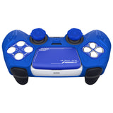 PlayVital 2 Set Futuristic CyberMech Design Silicone Case with Thumb Grips for PS5 Wireless Controller, Compatible with PS5 Official Charging Dock - Blue - CHXPFP008