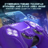 PlayVital 2 Set Futuristic CyberMech Design Silicone Case with Thumb Grips for PS5 Wireless Controller, Compatible with PS5 Official Charging Dock - Purple - CHXPFP010