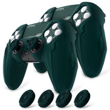 PlayVital 2 Set Futuristic CyberMech Design Silicone Case with Thumb Grips for PS5 Wireless Controller, Compatible with PS5 Official Charging Dock - Racing Green - CHXPFP009