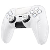 PlayVital 2 Set Futuristic CyberMech Design Silicone Case with Thumb Grips for PS5 Wireless Controller, Compatible with PS5 Official Charging Dock - White - CHXPFP007