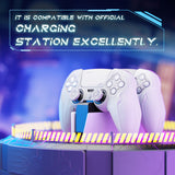 PlayVital 2 Set Futuristic CyberMech Design Silicone Case with Thumb Grips for PS5 Wireless Controller, Compatible with PS5 Official Charging Dock - White - CHXPFP007