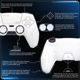 PlayVital 2 Set Futuristic CyberMech Design Silicone Case with Thumb Grips for PS5 Wireless Controller, Compatible with PS5 Official Charging Dock - White - CHXPFP007