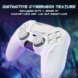 PlayVital 2 Set Futuristic CyberMech Design Silicone Case with Thumb Grips for PS5 Wireless Controller, Compatible with PS5 Official Charging Dock - White - CHXPFP007