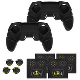 PlayVital 2 Set Runes Edition Silicone Cover Skin for PS5 Controller with Thumb Grips & Touchpad Skin & D-pad Area Sticker, Compatible with PS5 Charging Dock - Black - FVEPFP005