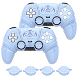 PlayVital 2 Set Runes Edition Silicone Cover Skin for PS5 Controller with Thumb Grips & Touchpad Skin & D-pad Area Sticker, Compatible with PS5 Charging Dock - Blue - FVEPFP008