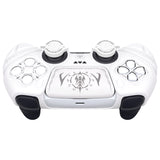 PlayVital 2 Set Runes Edition Silicone Cover Skin for PS5 Controller with Thumb Grips & Touchpad Skin & D-pad Area Sticker, Compatible with PS5 Charging Dock - White - FVEPFP006