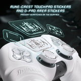 PlayVital 2 Set Runes Edition Silicone Cover Skin for PS5 Controller with Thumb Grips & Touchpad Skin & D-pad Area Sticker, Compatible with PS5 Charging Dock - White - FVEPFP006