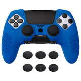 PlayVital 3D Studded Edition Anti-Slip Silicone Cover Case for ps5 Edge Controller, Soft Rubber Protector Skin for ps5 Edge Wireless Controller with 6 Thumb Grip Caps - Blue - ETPFP009