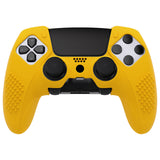 PlayVital 3D Studded Edition Anti-Slip Silicone Cover Case for ps5 Edge Controller, Soft Rubber Protector Skin for ps5 Edge Wireless Controller with 6 Thumb Grip Caps - Caution Yellow - ETPFP014