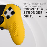 PlayVital 3D Studded Edition Anti-Slip Silicone Cover Case for ps5 Edge Controller, Soft Rubber Protector Skin for ps5 Edge Wireless Controller with 6 Thumb Grip Caps - Caution Yellow - ETPFP014