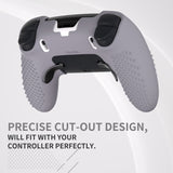 PlayVital 3D Studded Edition Anti-Slip Silicone Cover Case for ps5 Edge Controller, Soft Rubber Protector Skin for ps5 Edge Wireless Controller with 6 Thumb Grip Caps - Metallic Gray - ETPFP013