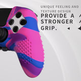 PlayVital 3D Studded Edition Anti-Slip Silicone Cover Case for ps5 Edge Controller, Soft Rubber Protector Skin for ps5 Edge Wireless Controller with 6 Thumb Grip Caps - Pink & Purple & Blue - ETPFP015