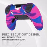 PlayVital 3D Studded Edition Anti-Slip Silicone Cover Case for ps5 Edge Controller, Soft Rubber Protector Skin for ps5 Edge Wireless Controller with 6 Thumb Grip Caps - Pink & Purple & Blue - ETPFP015