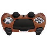 PlayVital 3D Studded Edition Anti-Slip Silicone Cover Case for ps5 Edge Controller, Soft Rubber Protector Skin for ps5 Edge Wireless Controller with 6 Thumb Grip Caps - Signal Brown - ETPFP016