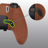 PlayVital 3D Studded Edition Anti-Slip Silicone Cover Case for ps5 Edge Controller, Soft Rubber Protector Skin for ps5 Edge Wireless Controller with 6 Thumb Grip Caps - Signal Brown - ETPFP016