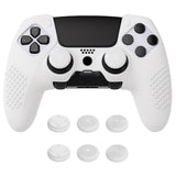 PlayVital 3D Studded Edition Anti-Slip Silicone Cover Case for ps5 Edge Controller, Soft Rubber Protector Skin for ps5 Edge Wireless Controller with 6 Thumb Grip Caps - White - ETPFP002